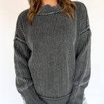 Washed Side Slit Sweater-Black - Ana Patricia Boutique