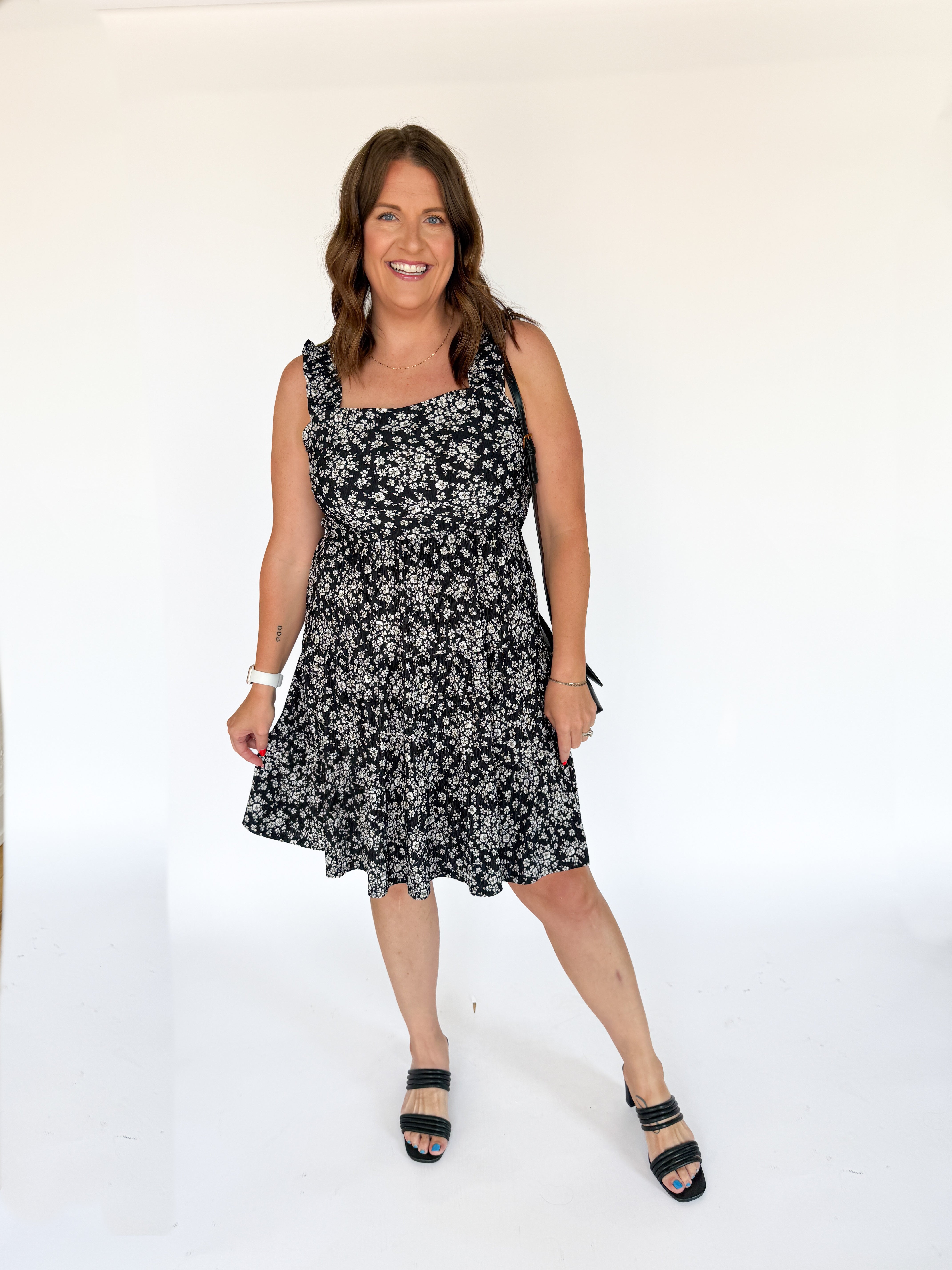 Ditsy Floral Dress- Black - Ana Patricia Boutique