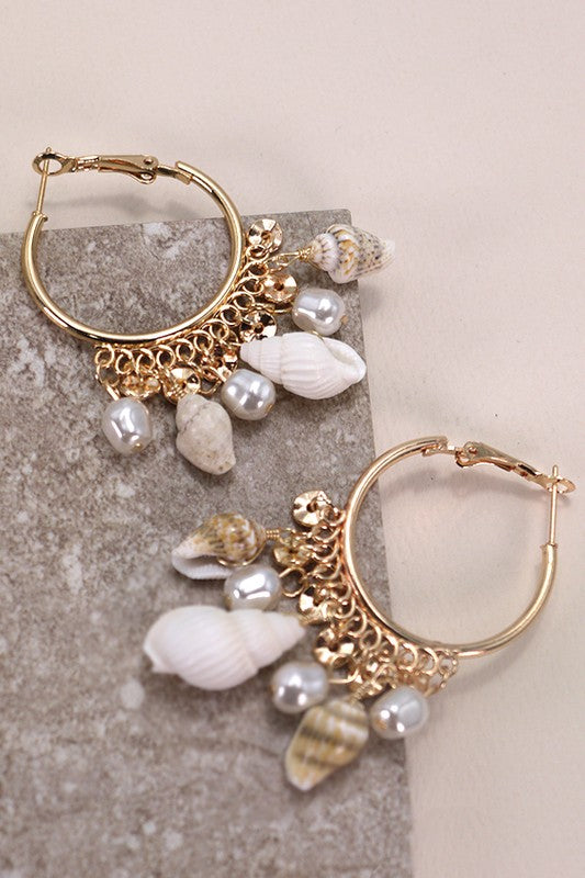 Seashell Cluster Hoop Earrings - Ana Patricia Boutique