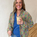 Floral Sherpa Jacket- Mocha - Ana Patricia Boutique