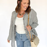 Soft Check Oversized Button Up-Blk/Wht - Ana Patricia Boutique