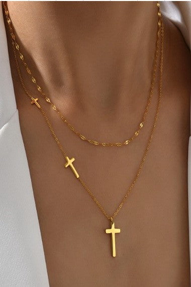 18K Stainless Steel Cross Necklace - Ana Patricia Boutique