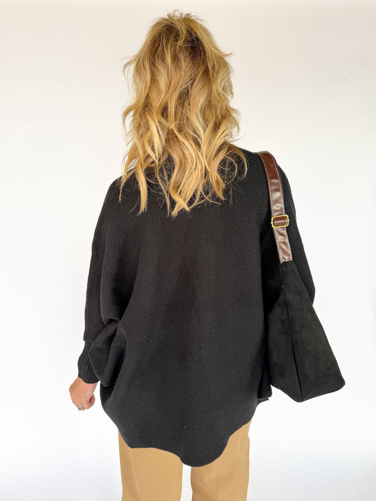 Open Front Bat Wing Cardigan- Black - Ana Patricia Boutique