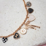 Checker Heart Bow Charm Necklace - Ana Patricia Boutique