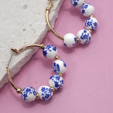 Blue Ceramic Hoop Earrings - Ana Patricia Boutique