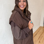 Oversized Puffer Vest- Brown - Ana Patricia Boutique