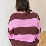 Bold Stripe Sweater- Burgundy/Pink - Ana Patricia Boutique