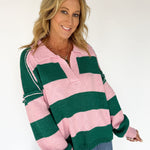 Bold Stripe Sweater- Pink/Green - Ana Patricia Boutique