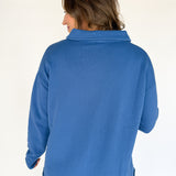 Long Sleeve Henley Top- Blue - Ana Patricia Boutique