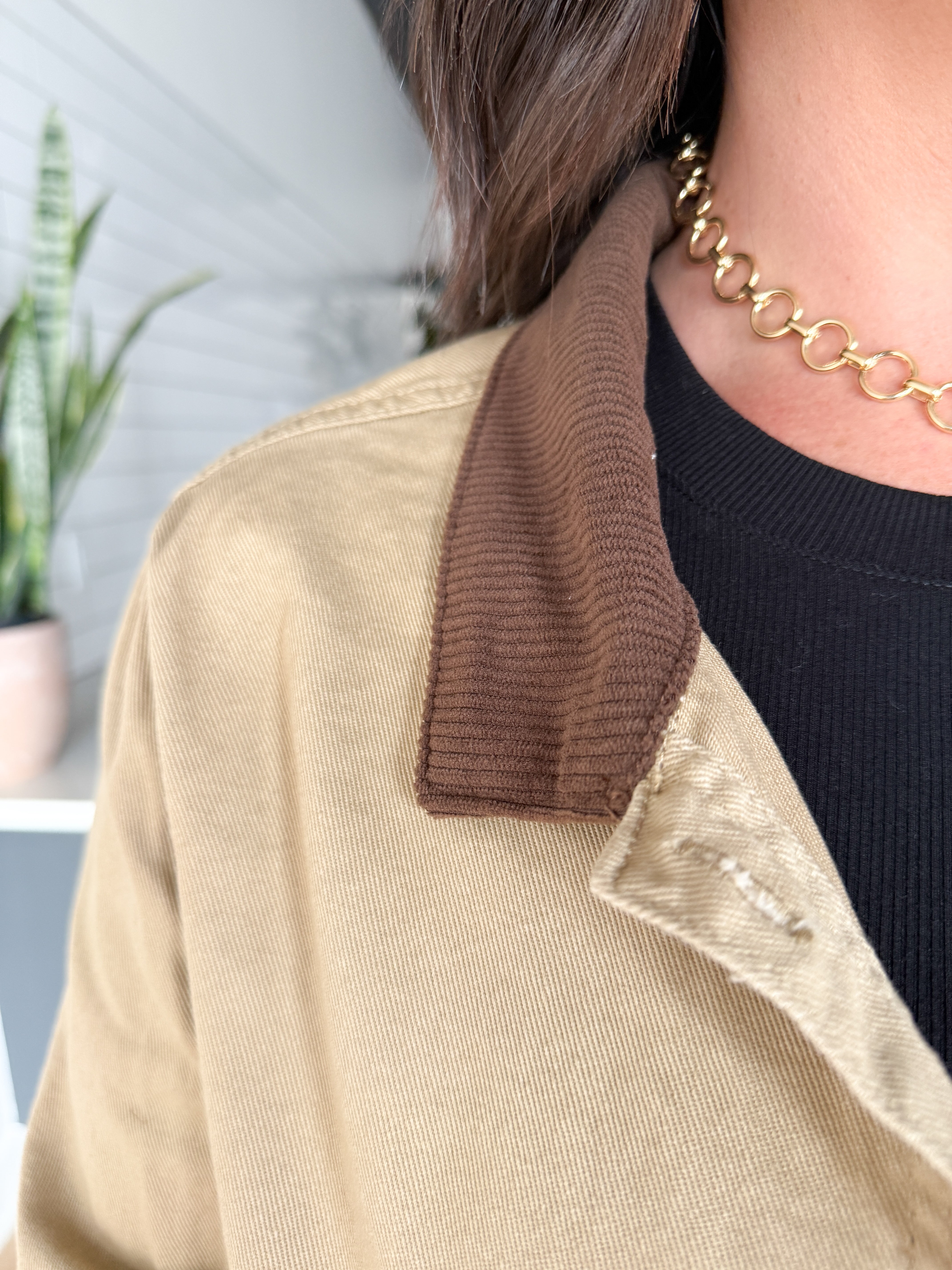 Twill Barn Jacket- Khaki - Ana Patricia Boutique