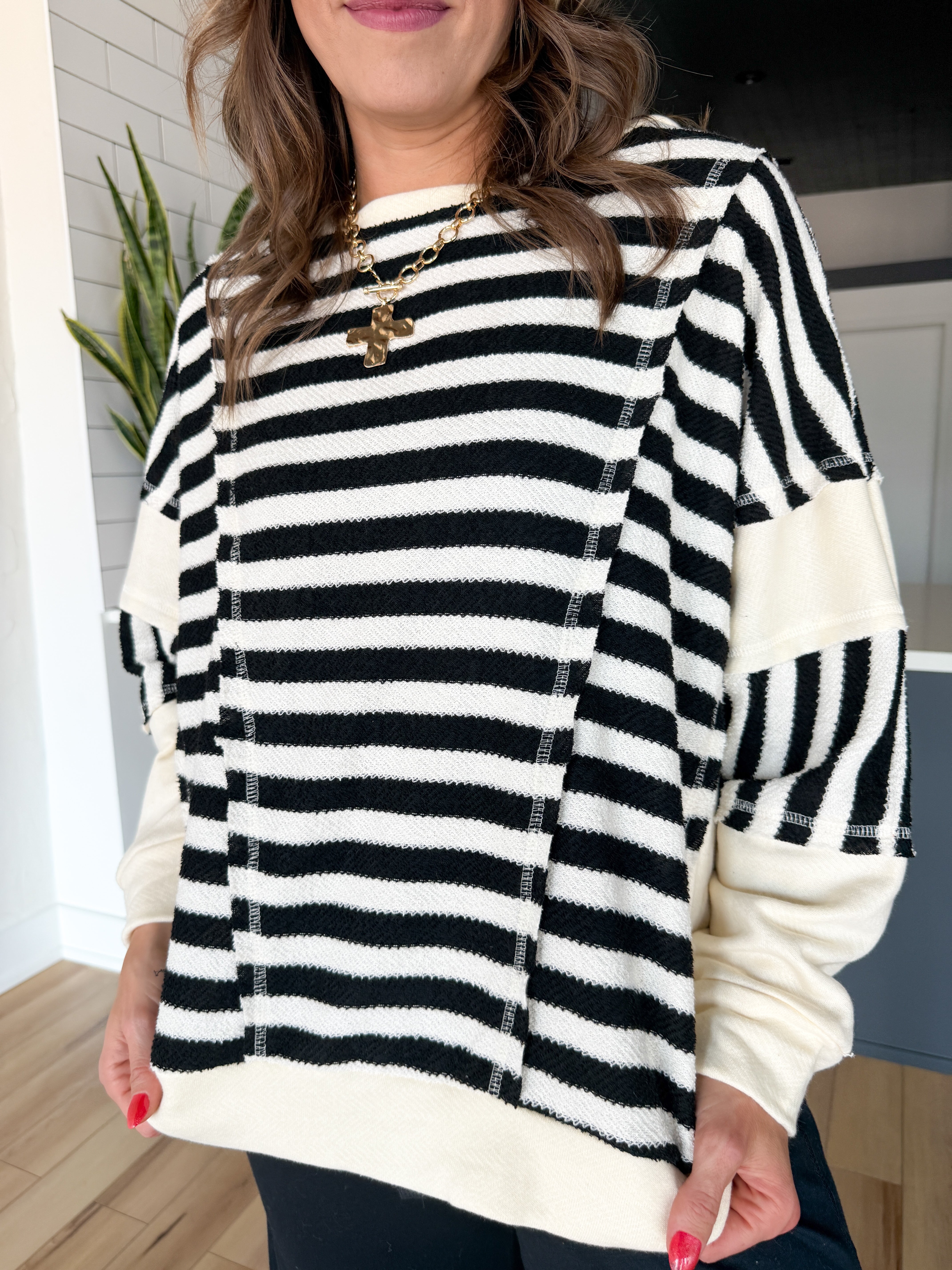 Oversized Stripe Pullover - Ana Patricia Boutique