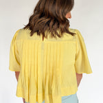 Flutter Sleeve Pintuck Top- Yellow - Ana Patricia Boutique