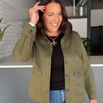 Twill Barn Jacket- Olive - Ana Patricia Boutique