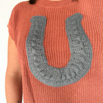 Horseshoe Ribbed Sweater- Rust - Ana Patricia Boutique