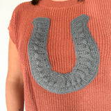 Horseshoe Ribbed Sweater- Rust - Ana Patricia Boutique