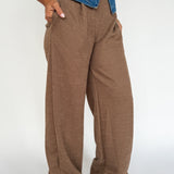Pleated Wide Leg Pants- Brown - Ana Patricia Boutique