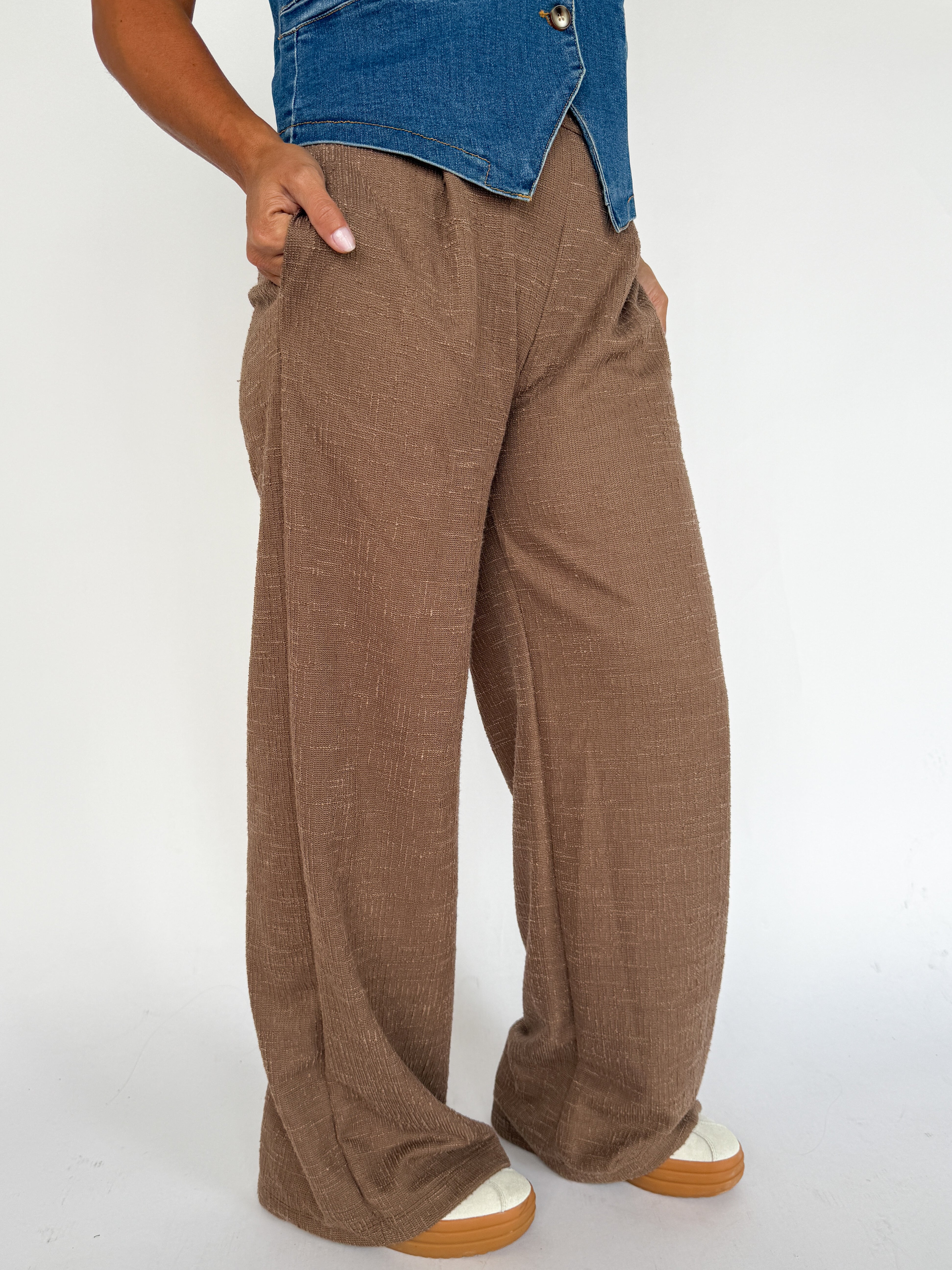 Pleated Wide Leg Pants- Brown - Ana Patricia Boutique
