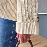Oversized V Neck Cardigan- Cream - Ana Patricia Boutique