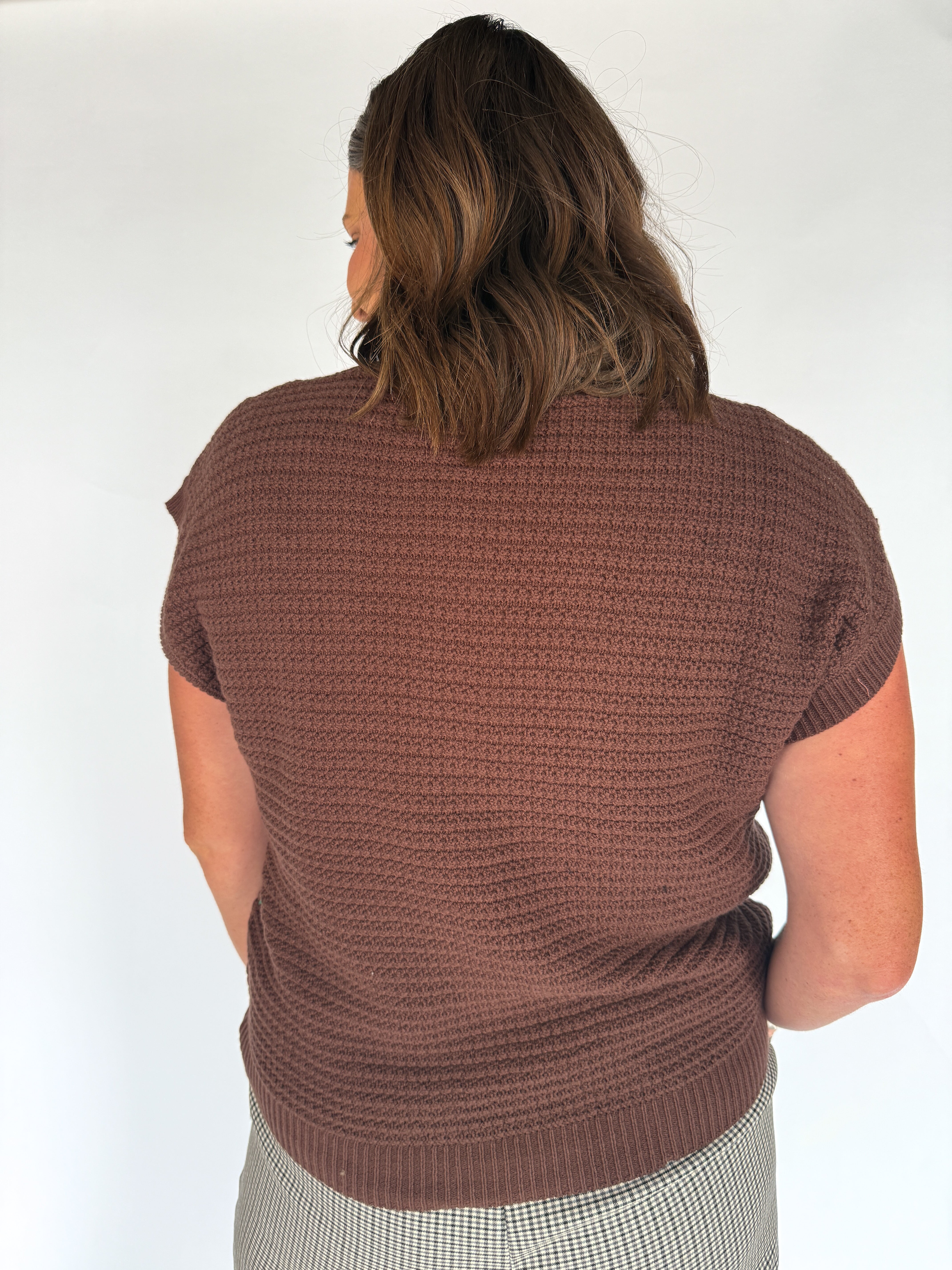 Button Down Cardigan Top- Brown - Ana Patricia Boutique
