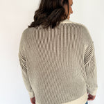 Two Tone Crewneck Sweater- Brown - Ana Patricia Boutique