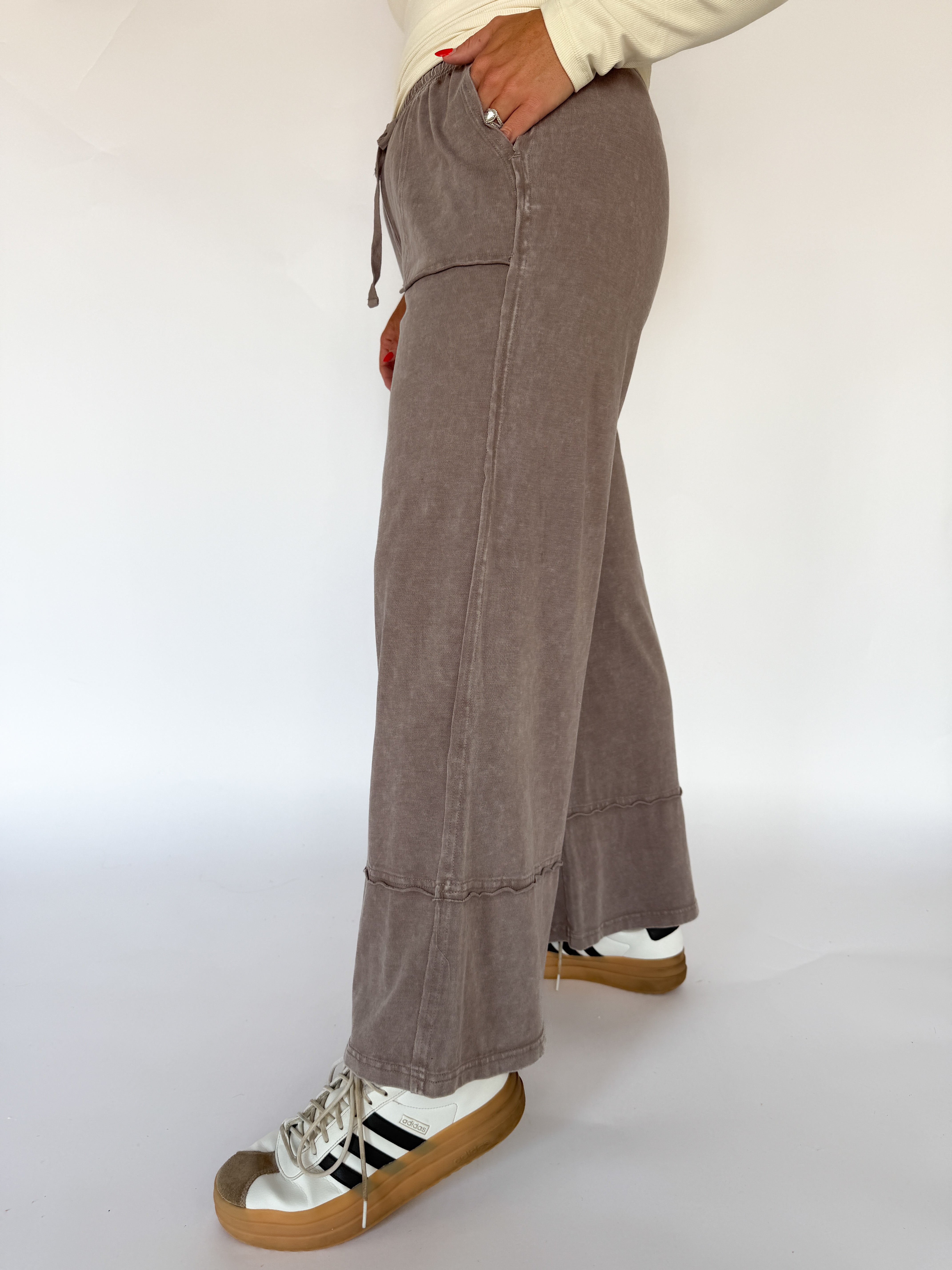 Cotton Slub Lounge Pant-Mocha - Ana Patricia Boutique