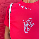 Go Big Red Embroidered Tee - Ana Patricia Boutique