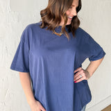 Oversized Basic Tee- Navy - Ana Patricia Boutique