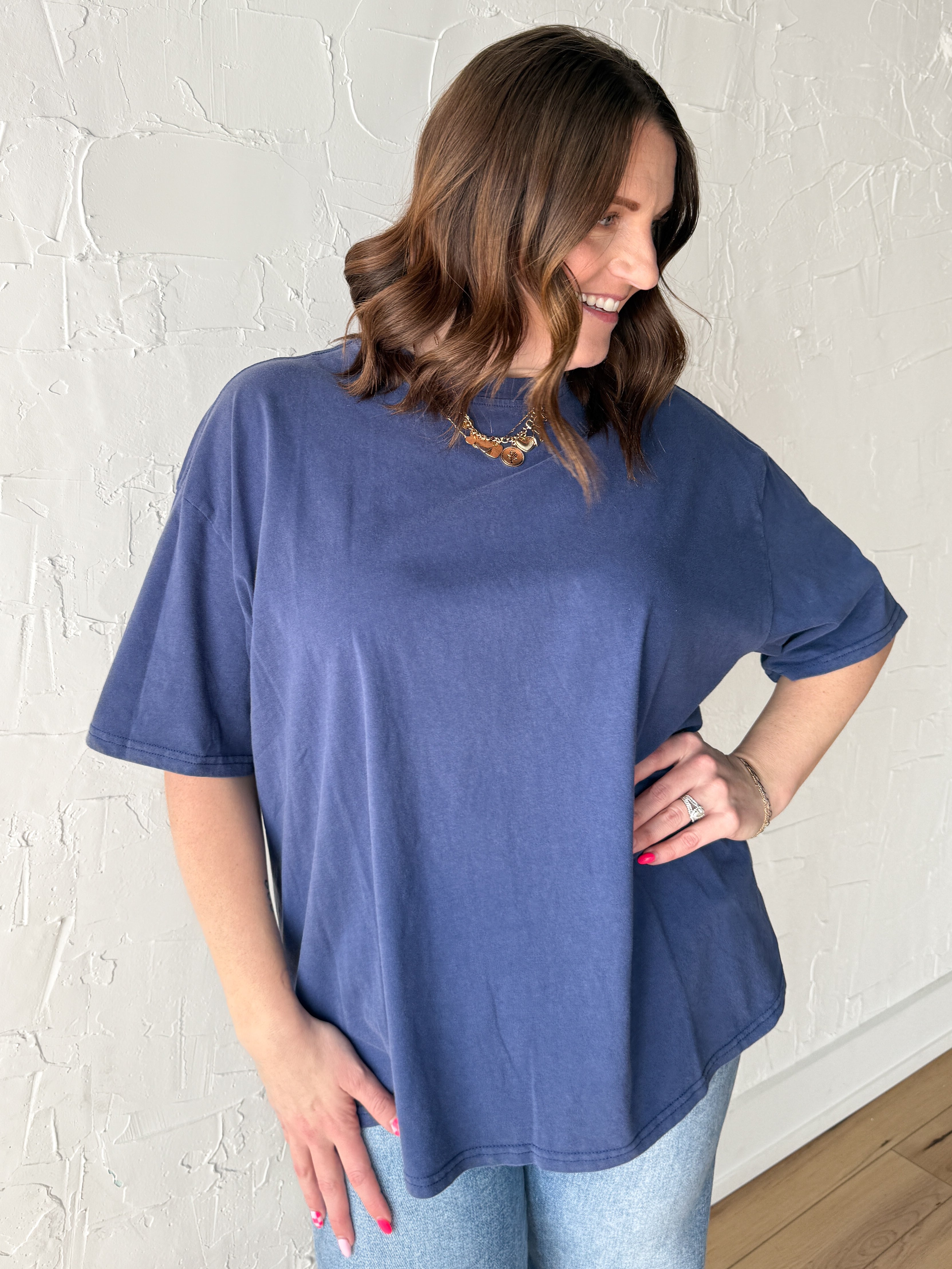 Oversized Basic Tee- Navy - Ana Patricia Boutique