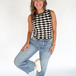 Scalloped Sweater Tank- Blk/White - Ana Patricia Boutique