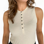 Simple Button Down Tank- Beige - Ana Patricia Boutique