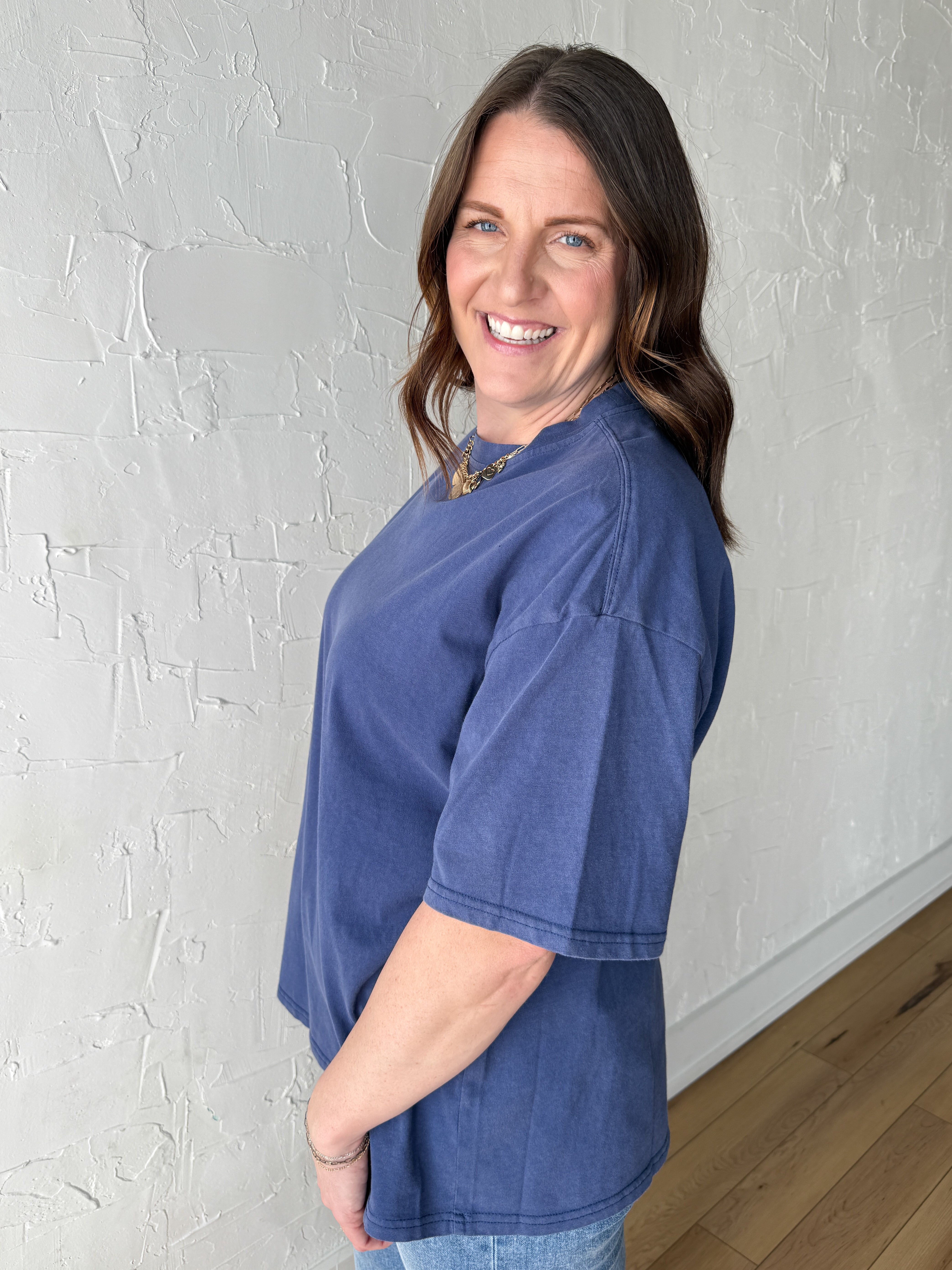 Oversized Basic Tee- Navy - Ana Patricia Boutique