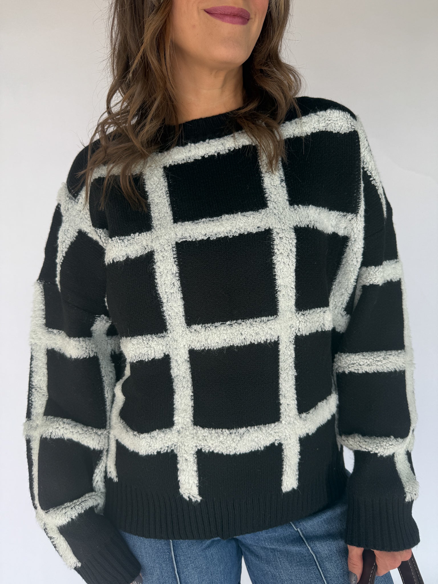 Black and White Check Sweater - Ana Patricia Boutique