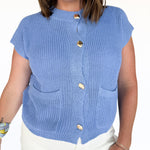 Lightweight Button Up Top- Blue - Ana Patricia Boutique