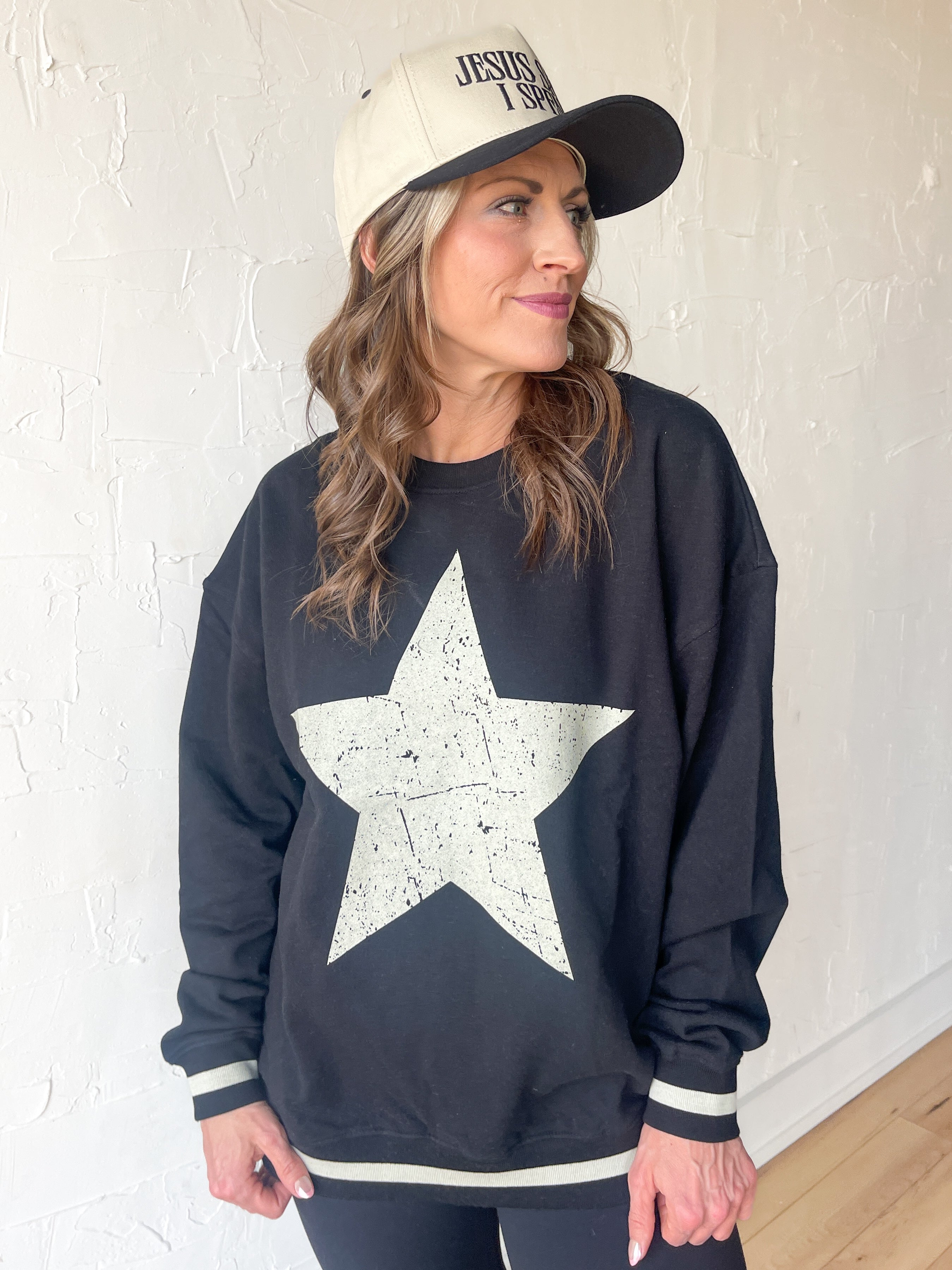Vintage Star Pullover- Black - Ana Patricia Boutique