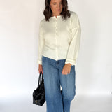 Classic Button Cardigan Top- Ivory - Ana Patricia Boutique