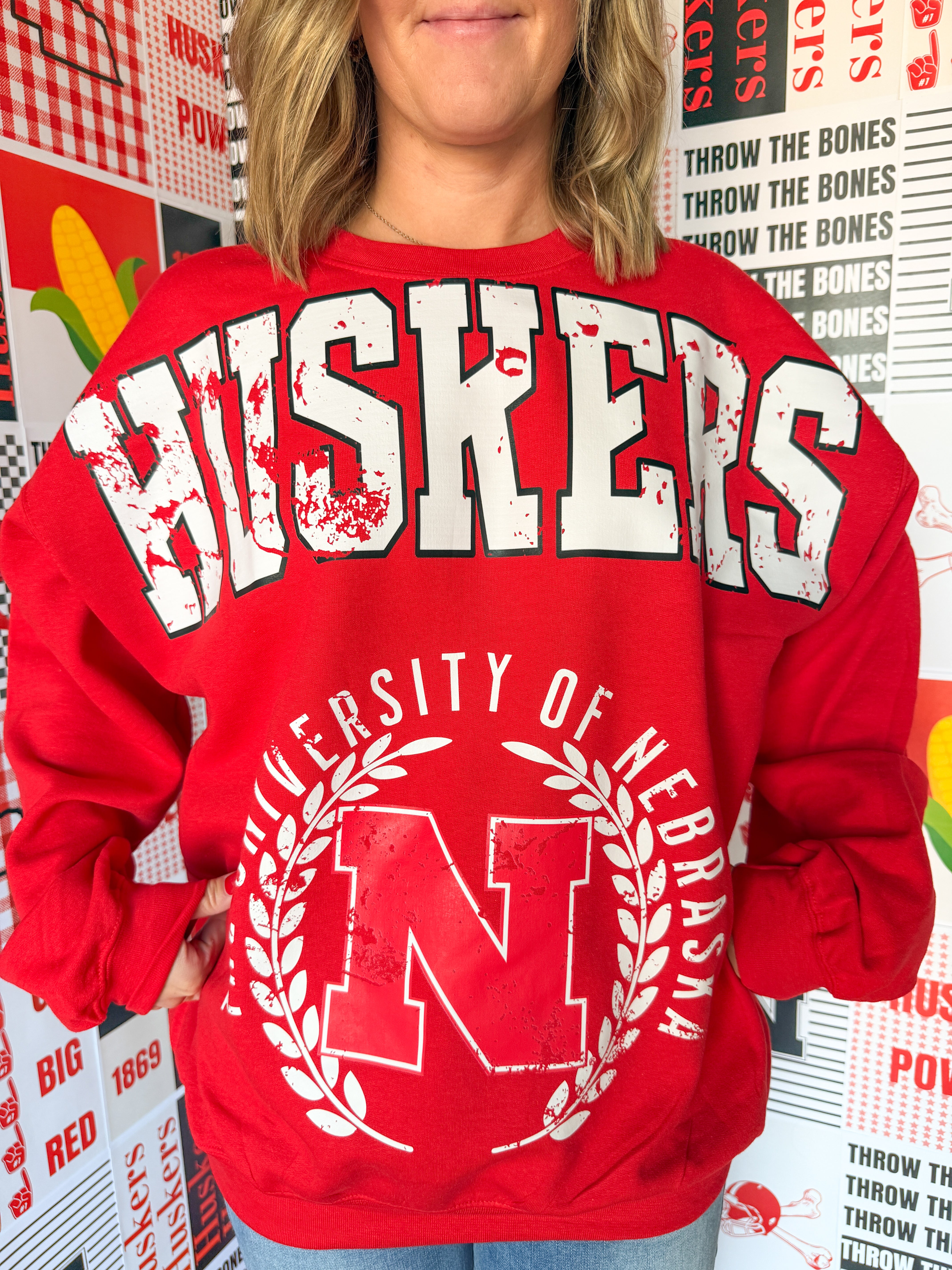University of Nebraska Crewneck-Red - Ana Patricia Boutique
