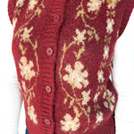 Floral Sweater Vest- Burgundy - Ana Patricia Boutique