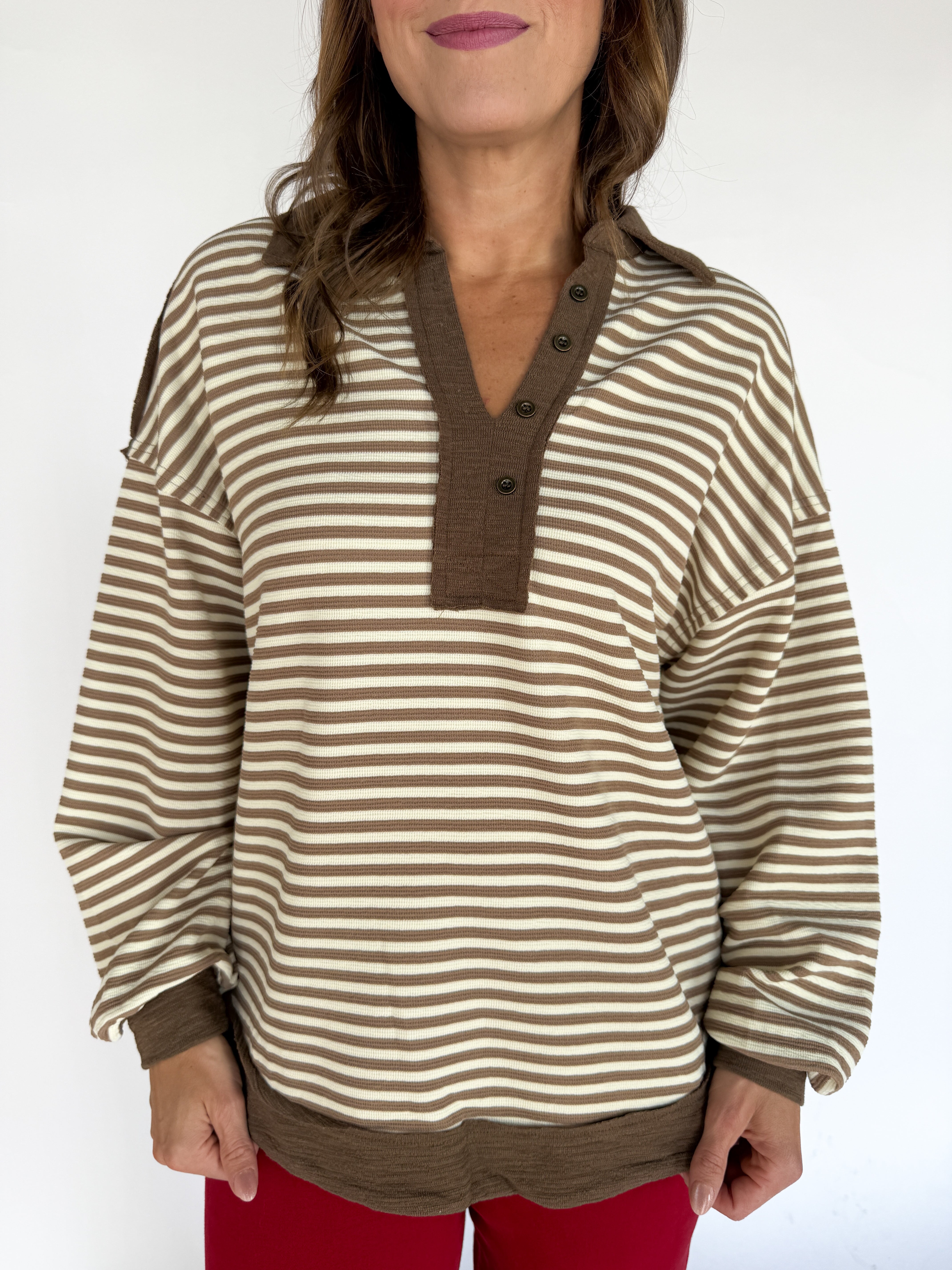 Slub Knit Top- Mocha - Ana Patricia Boutique