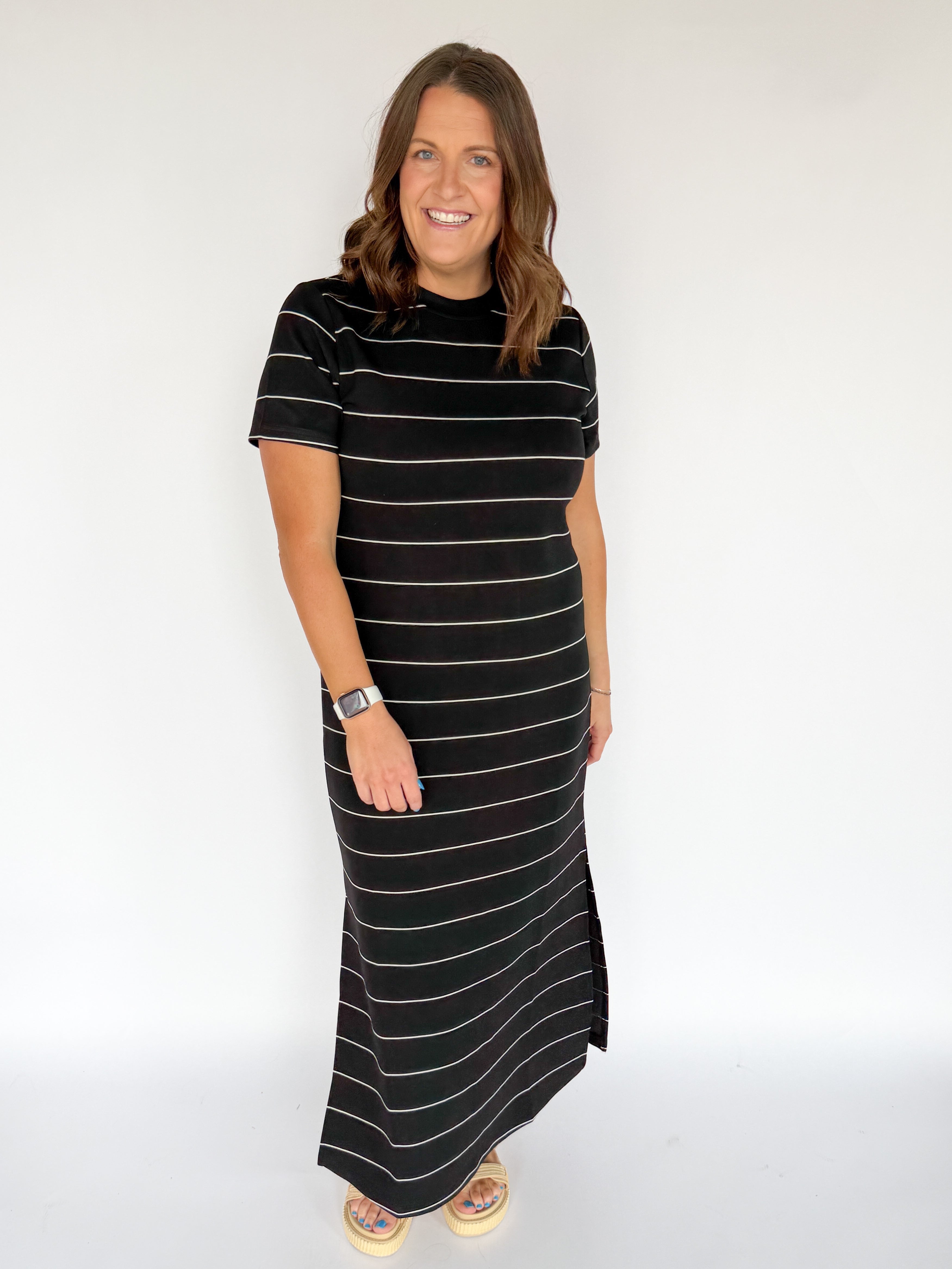 Scuba Maxi Dress- Stripe - Ana Patricia Boutique