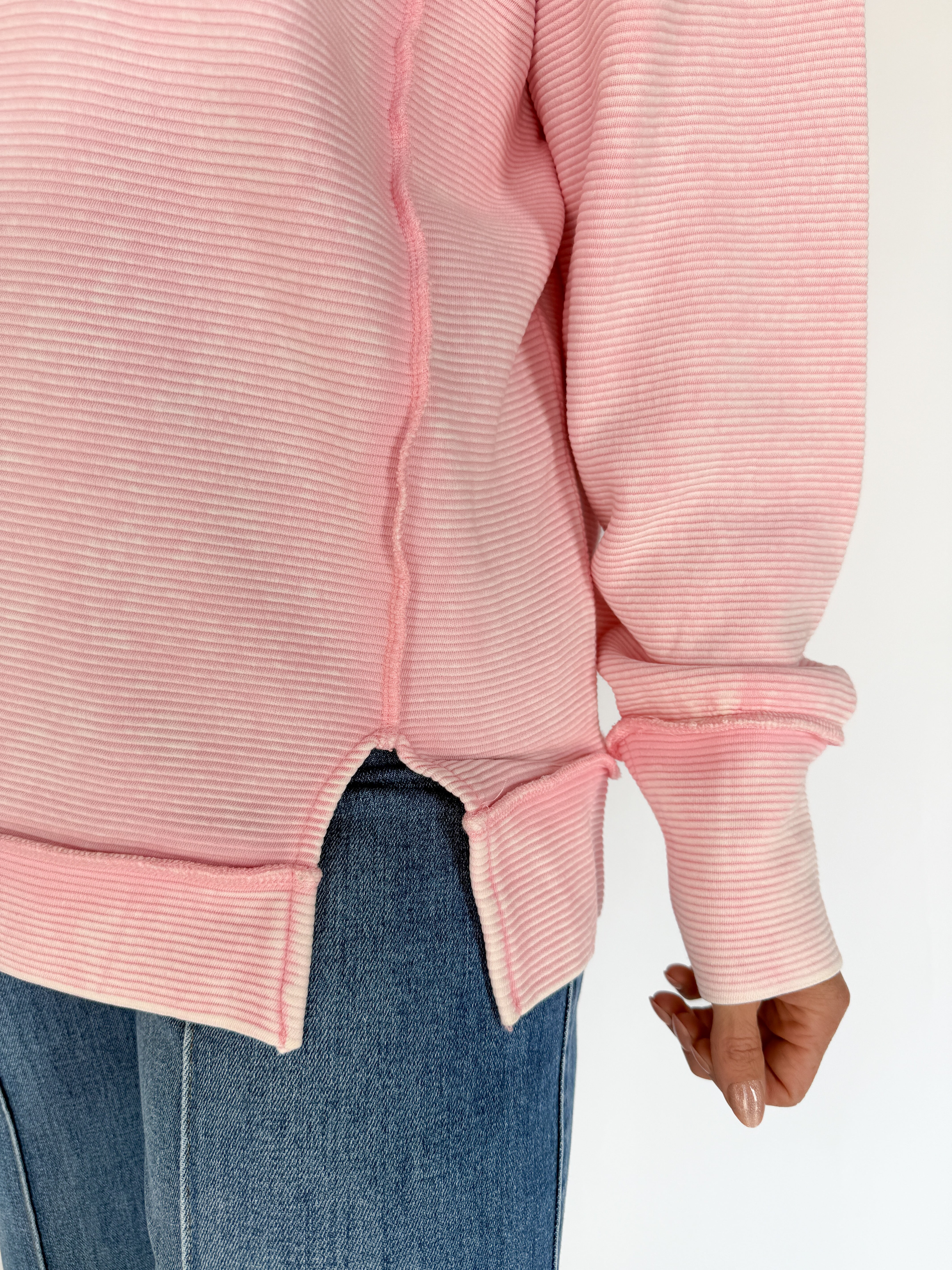 Double Ribbed Pullover- Pink - Ana Patricia Boutique