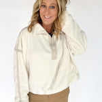 Fleece Half Zip Pullover- Ivory - Ana Patricia Boutique
