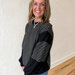Contrasting Stripe Top- Black - Ana Patricia Boutique