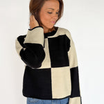 Checkered Sweater- Black/Alpaca - Ana Patricia Boutique