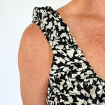 Abstract Print Midi Dress- Black/Ivory - Ana Patricia Boutique