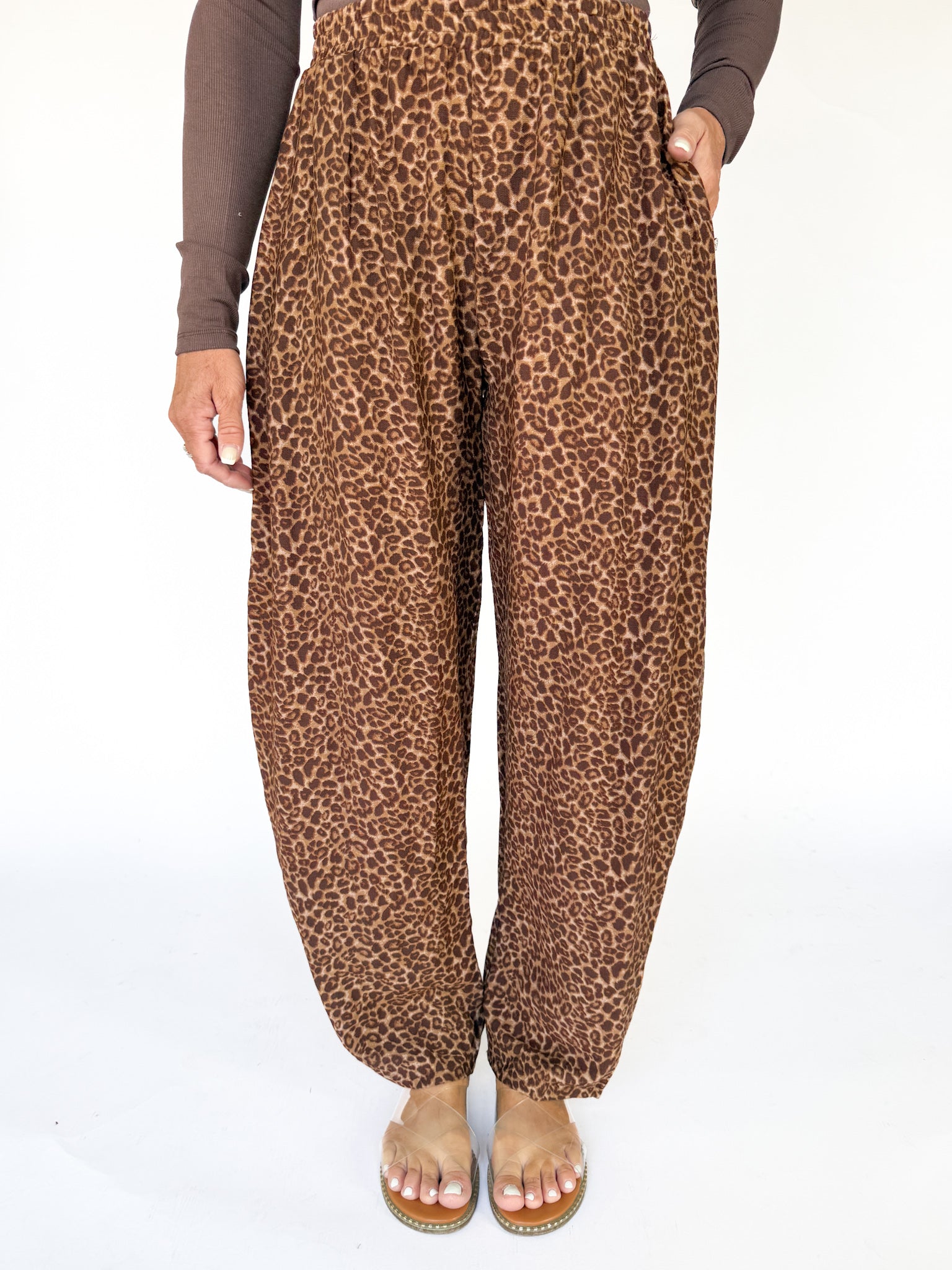 Leopard Pleated Barrel Pants - Ana Patricia Boutique