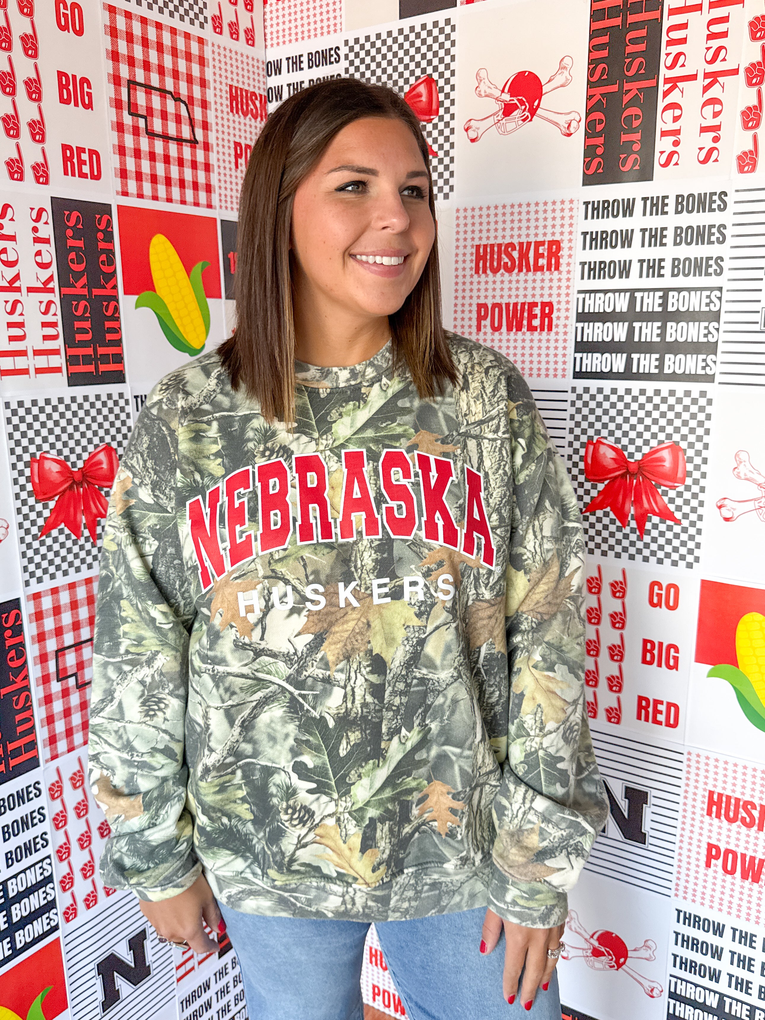 Huskers Camoflauge Sweatshirt - Ana Patricia Boutique