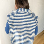 Stripe Zip Up Vest- Blue - Ana Patricia Boutique