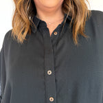 Half Button Down Top- Black - Ana Patricia Boutique