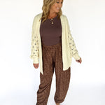 Bubble Sleeve Open Front Cardigan- Cream - Ana Patricia Boutique