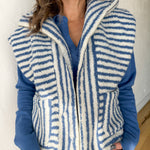 Stripe Zip Up Vest- Blue - Ana Patricia Boutique